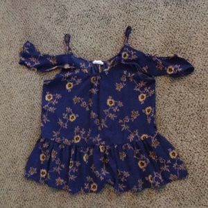 Navy blue with flowers shirt